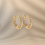 Gold Ring Stone Earrings